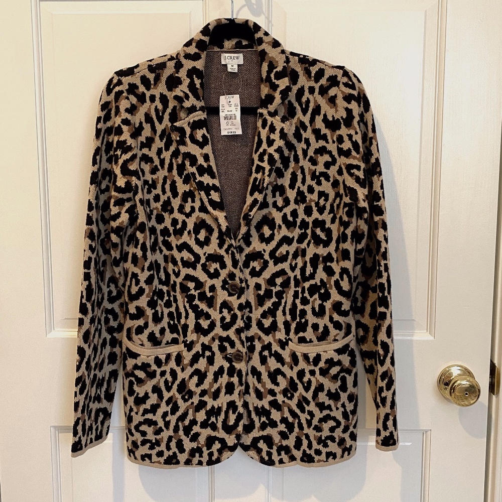J. Crew Leopard Sweater-Blazer M